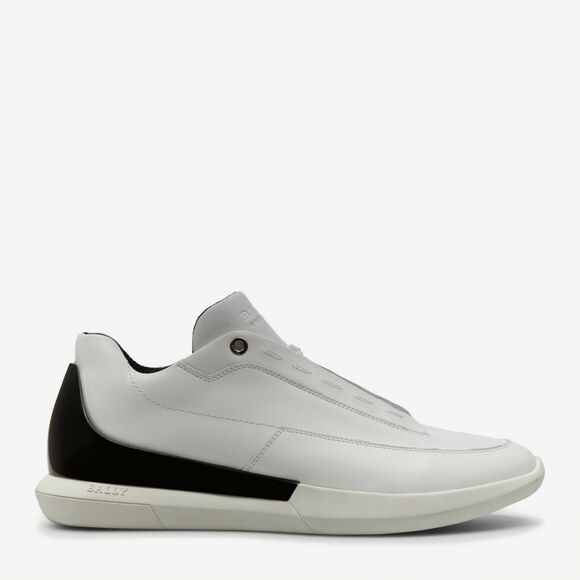 NIB BALLY AVIER WHITE LEATHER LOGO BLACK BACK LOW SNEAKERS 11.5 US 44.5 ITALY main image 6